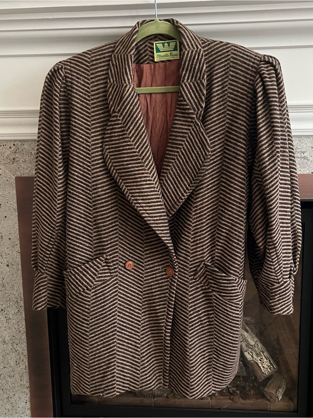 Fabulous Marcella Priani Vintage 80’s Brown Wool Balloon Sleeves Blazer Size 10